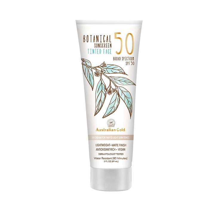Australian Gold Botanical Sunscreen Tinted Face for Fair To Light Skin Tones SPF50 88 ml
