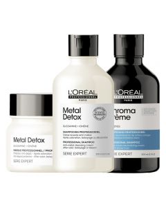 L'Oreal Professionnel Kit Serie Expert Metal Detox Shampoo e Mask + Chroma Creme Blue Dyes Shampoo