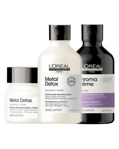 L'Oreal Professionnel Kit Serie Expert Metal Detox Shampoo e Mask + Chroma Creme Purple Dyes Shampoo